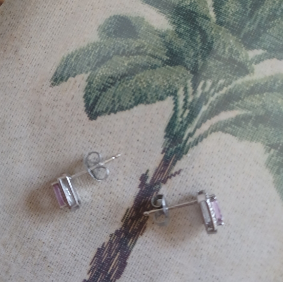 Pink Sapphire & Diamond Earrings in WG - Picture 4 of 4